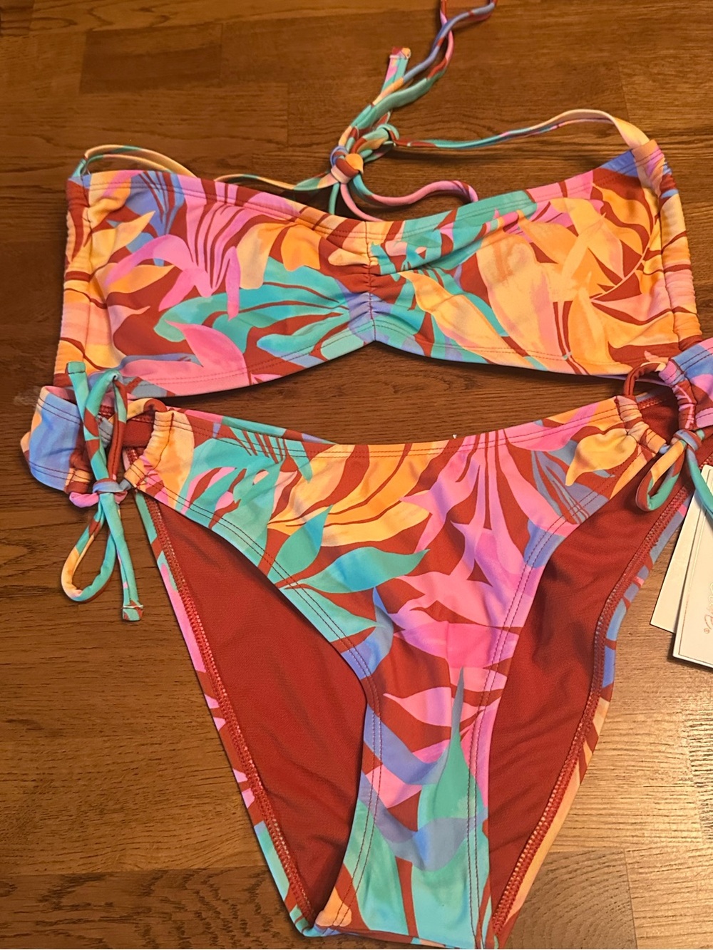 Salt + Cove Multicolor Tropical Bandeau Bikini Set